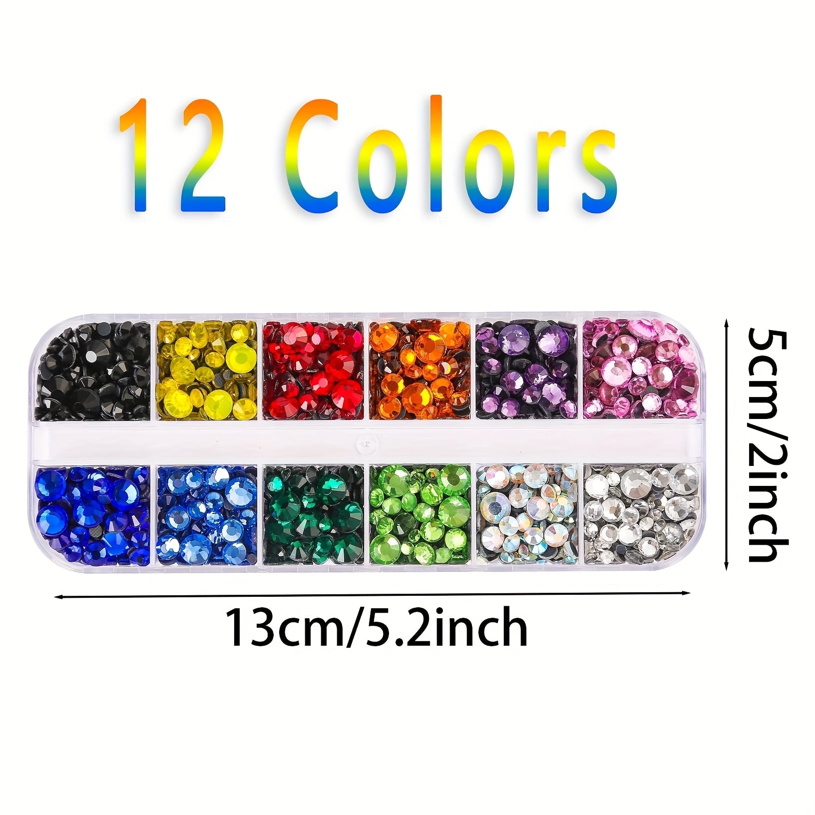 Glass Rhinestones Hot Fix - 12 Colors 5 Sizes