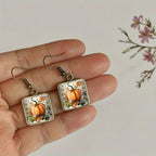 Pumpkin Glass Dangle Earrings
