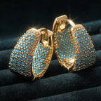 Turquoise Beaded Hoop Earrings - Gold Tone