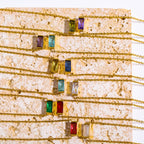 Olivenorma Simple Rectangular Birthstone Pendant Stainless Steel  Gift Card Necklace