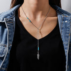 Olivenorma Turquoise Leaf Pendant Bohemian Necklace