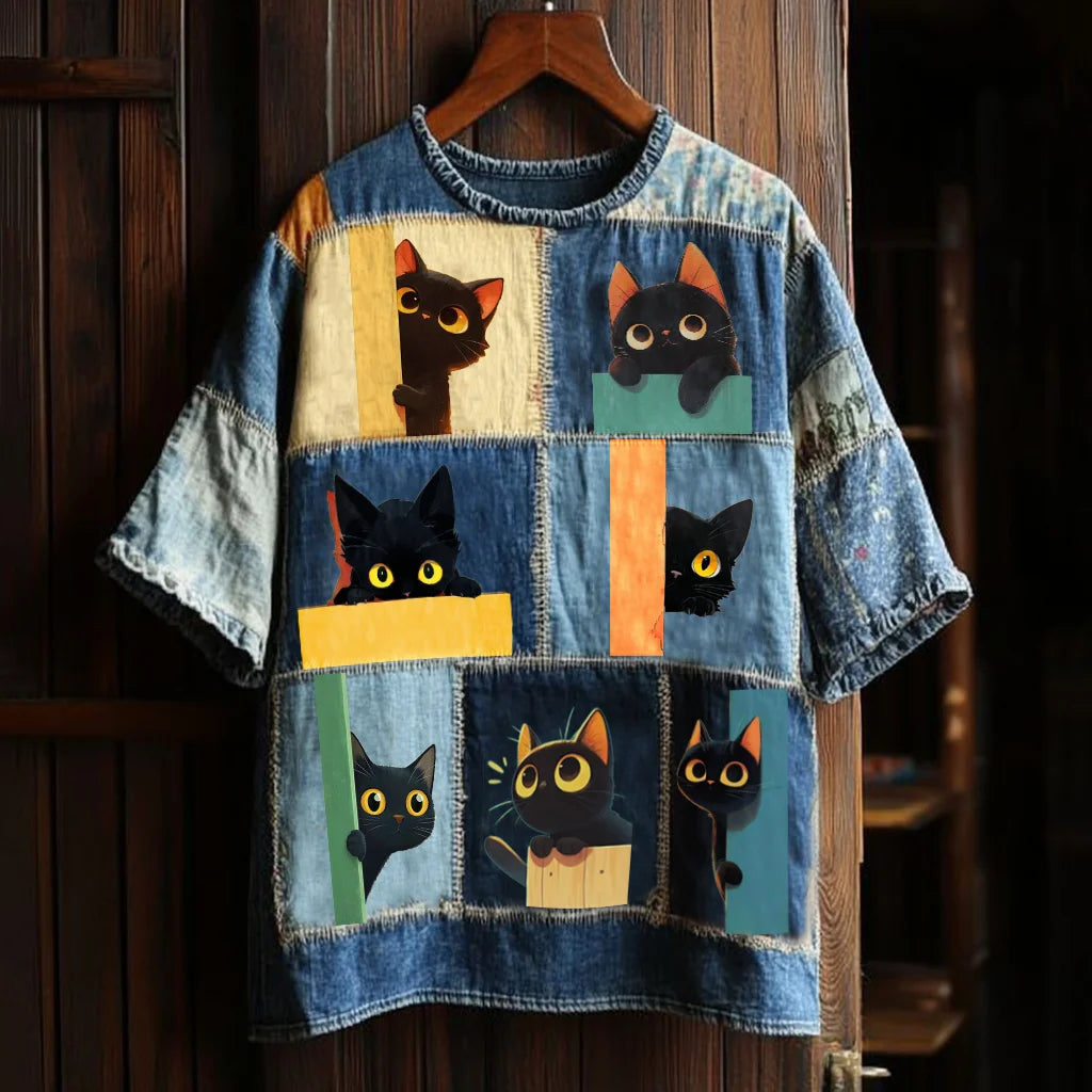 Simone - Patchwork Cat Dress