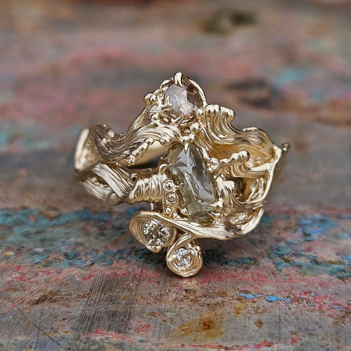 Forged Irregular Golden Ring