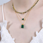 Olivenorma Emerald Green Aventurine Peridot Pendant Beaded Necklace