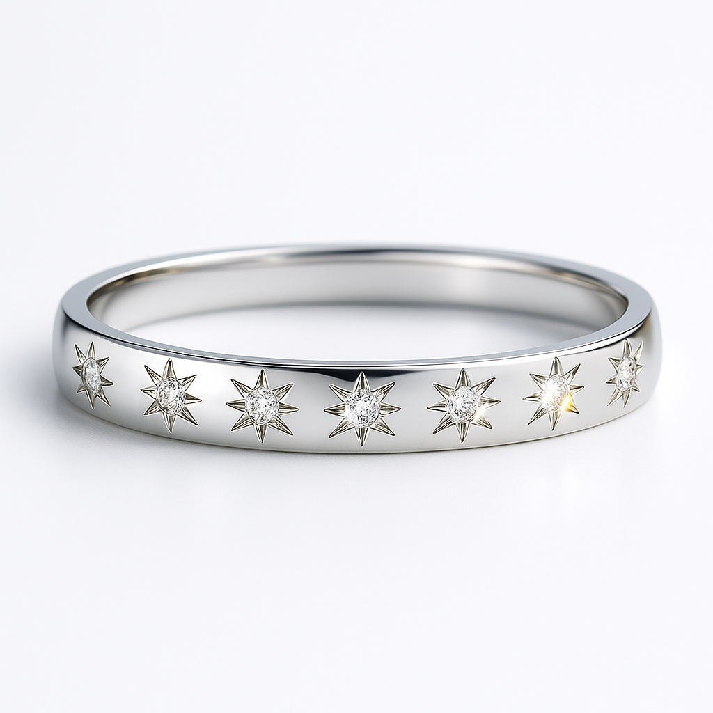 Star Diamond Sterling Silver Ring