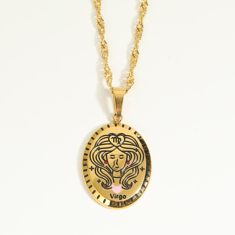 Olivenorma French Vintage Zodiac Stainless Steel 18k Gold Necklace