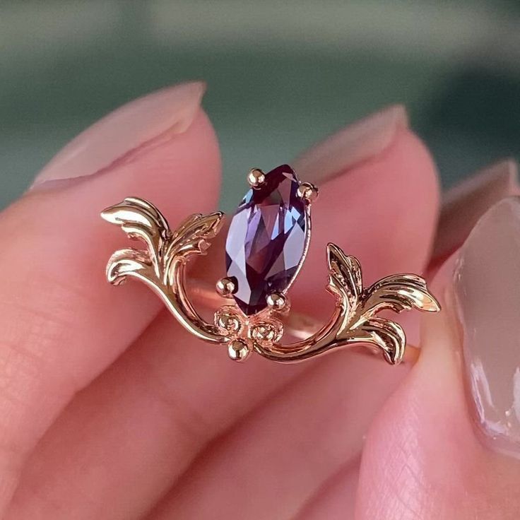 Purple Oval Blossom Ring