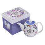 Purple "Be Still" Ceramic Teapot