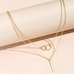 Retro Gold Double Circle Pendant Necklace