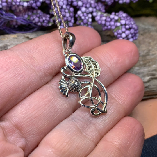 Mirren Amethyst Thistle Necklace