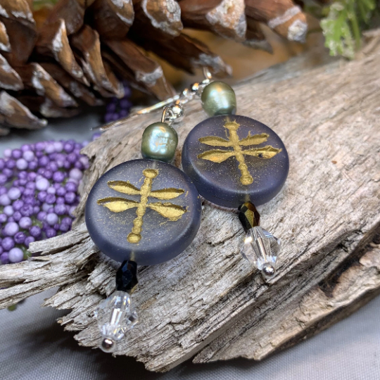 Pearl Dragonfly Earrings