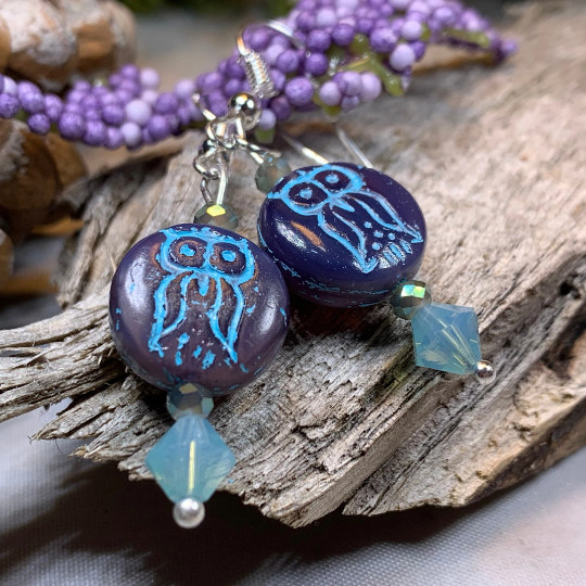 Mystical Blue Owl Earrings