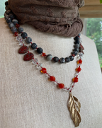 Golden Feather Long Necklace