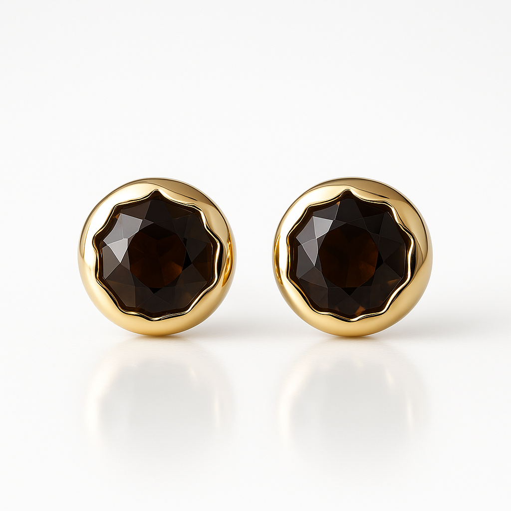 Quartz Molten Stud 14K Gold Earrings