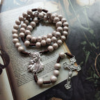 Olivenorma Wooden 10mm Rosary Virgin Mary Cross Pendant Necklace