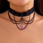 Olivenorma Amethyst Halloween Gothic Lace Choker Necklace