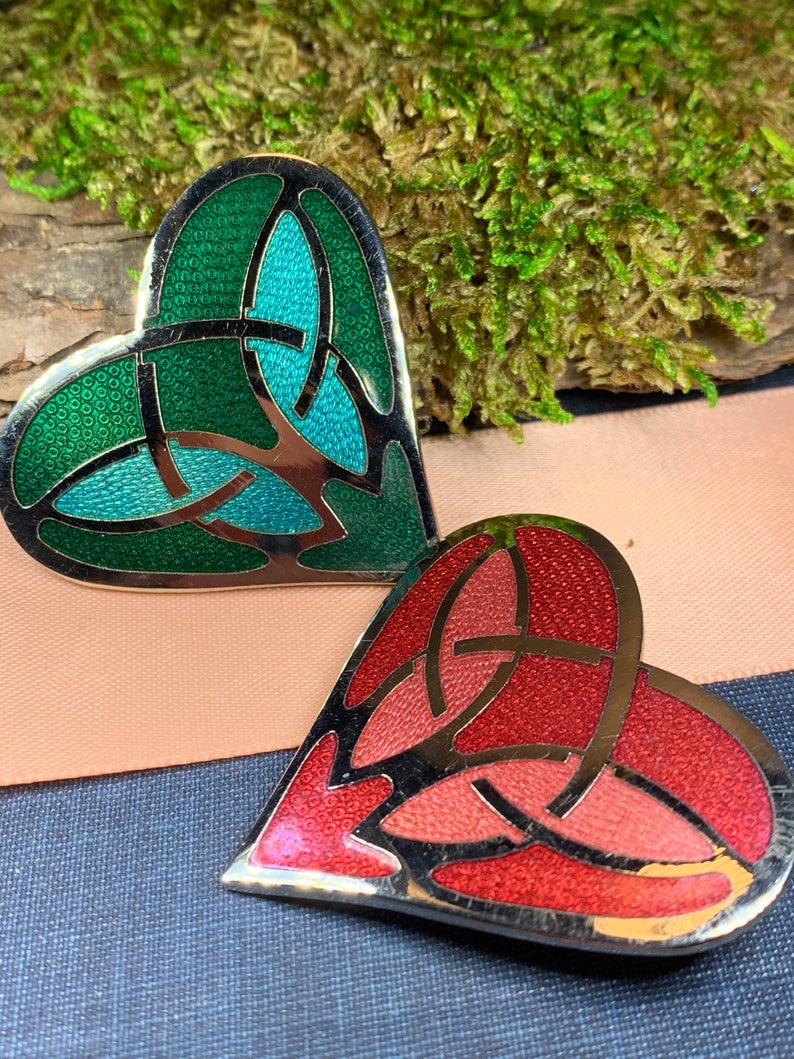 Enamel Celtic Heart Brooch