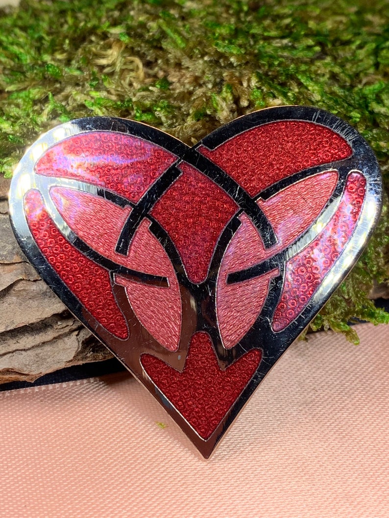 Enamel Celtic Heart Brooch