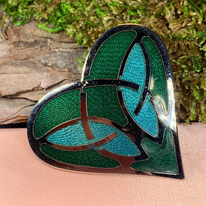 Enamel Celtic Heart Brooch