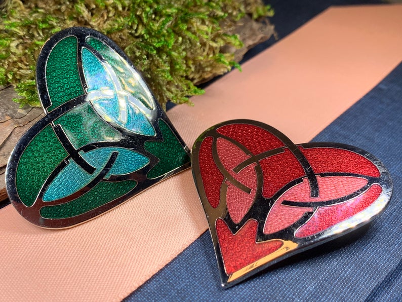 Enamel Celtic Heart Brooch