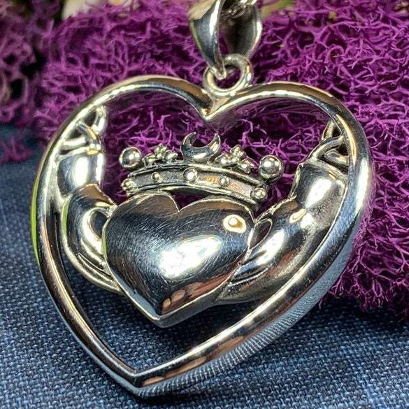 Celestial Moon Claddagh Necklace