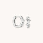 Crystal Cluster Huggies | White Gold