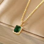Emerald Rectangle Pendant  Luxe Necklace
