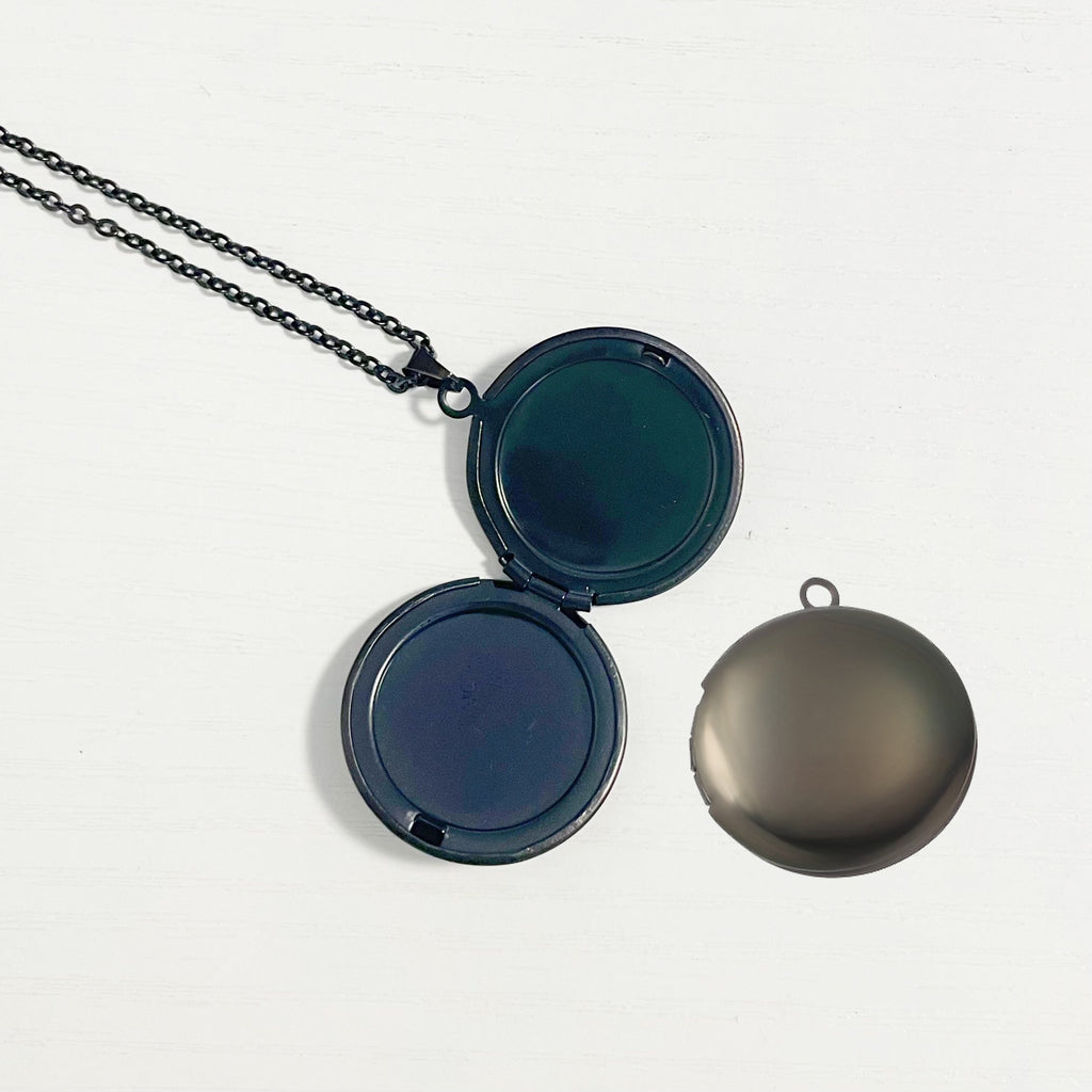 Stainless Steel Photo Box Necklace with Melon Button - Customized Pendant