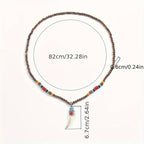 Vintage Wooden Bead Pendant Necklace with Tribal Charm Unisex Jewelry
