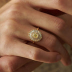 Yellow Elegant Glass Flower Ring