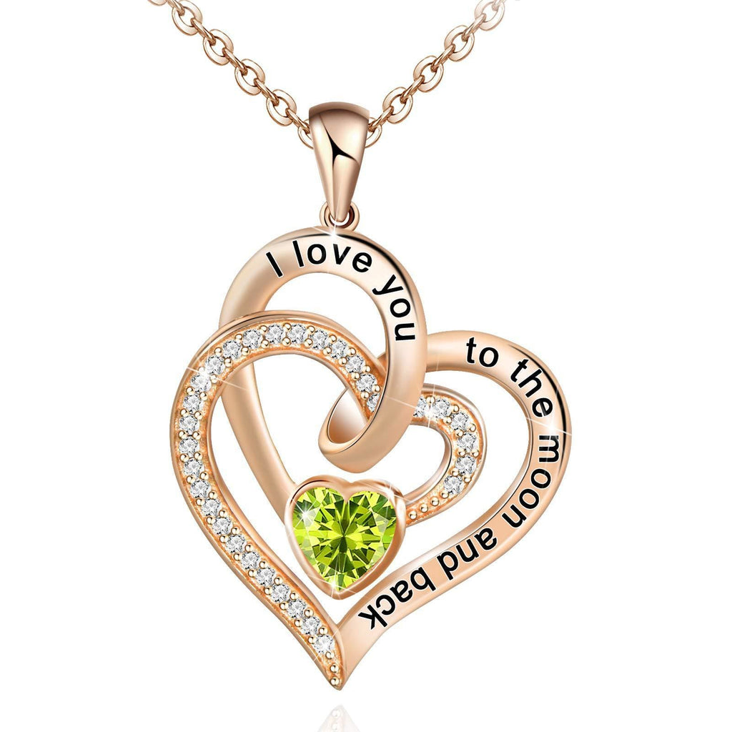 Olivenorma Hearts and Hearts Birthstone Gift Card Necklace