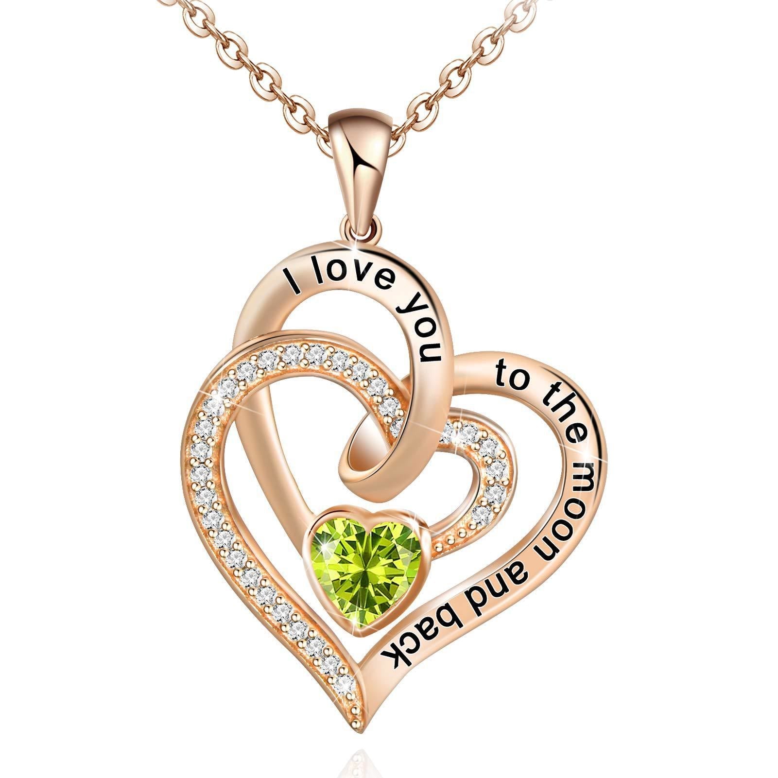 Olivenorma Hearts and Hearts Birthstone Gift Card Necklace