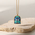 Olivenorma Blue Evil Eye Galaxy Sun Tarot Necklace