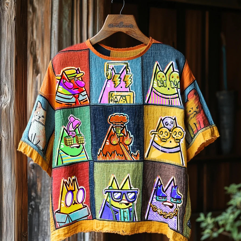 Estelle - Patchwork Cat Dress