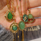 Olivenorma Oval African Turquoise Green Pendant Necklace