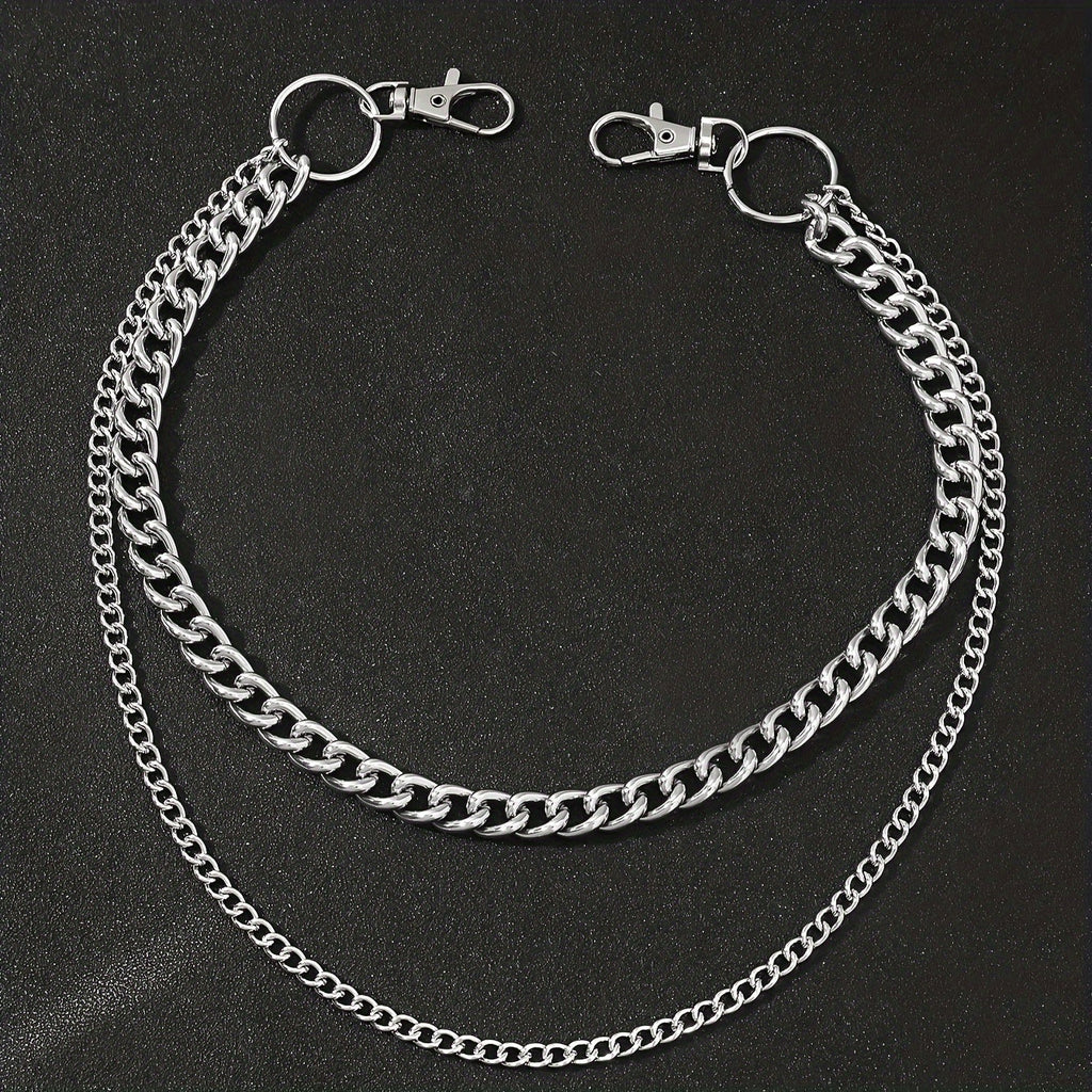 Men's Large Circle Silver Chain with Suit Pants