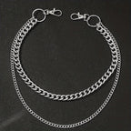 Men's Large Circle Silver Chain with Suit Pants