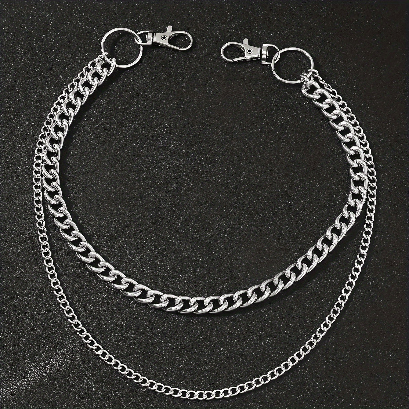 Men's Large Circle Silver Chain with Suit Pants