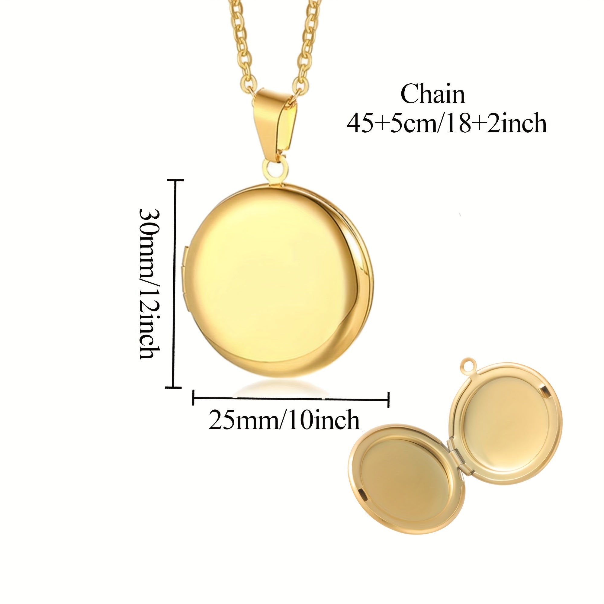 Stainless Steel Photo Box Necklace with Melon Button - Customized Pendant