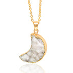 Olivenorma Natural Crystal Crescent Moon Necklace