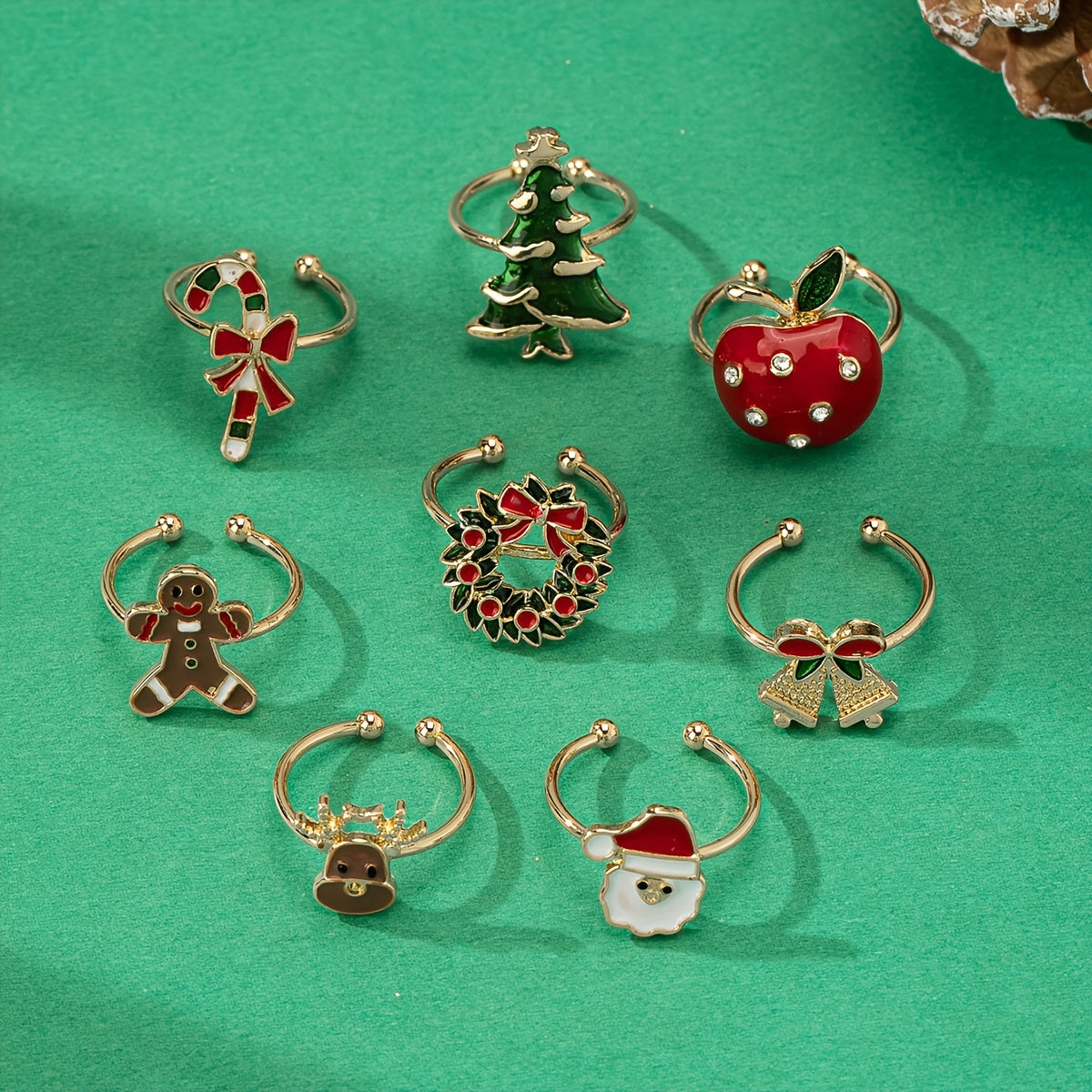 8pcs Christmas Ring Set