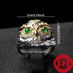 Owl Ring 925 Silver Natural Stone DIY Party Banquet Men Women