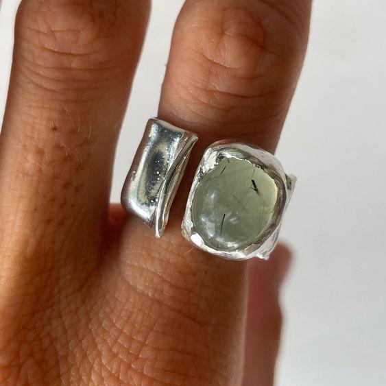 Vintage Stone Silver Forged Ring