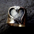 Silver Wide Band Heart Ring