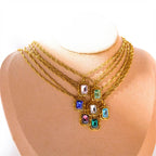 Olivenorma Water Wave Chain Square Zircon Titanium Steel Necklace