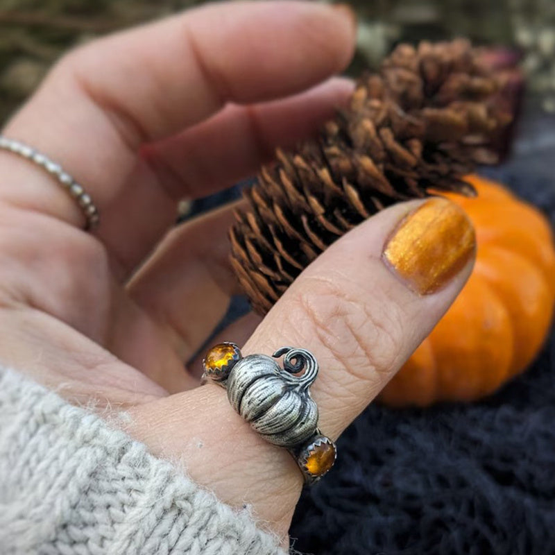 Unique Pumpkin Zirconia Ring