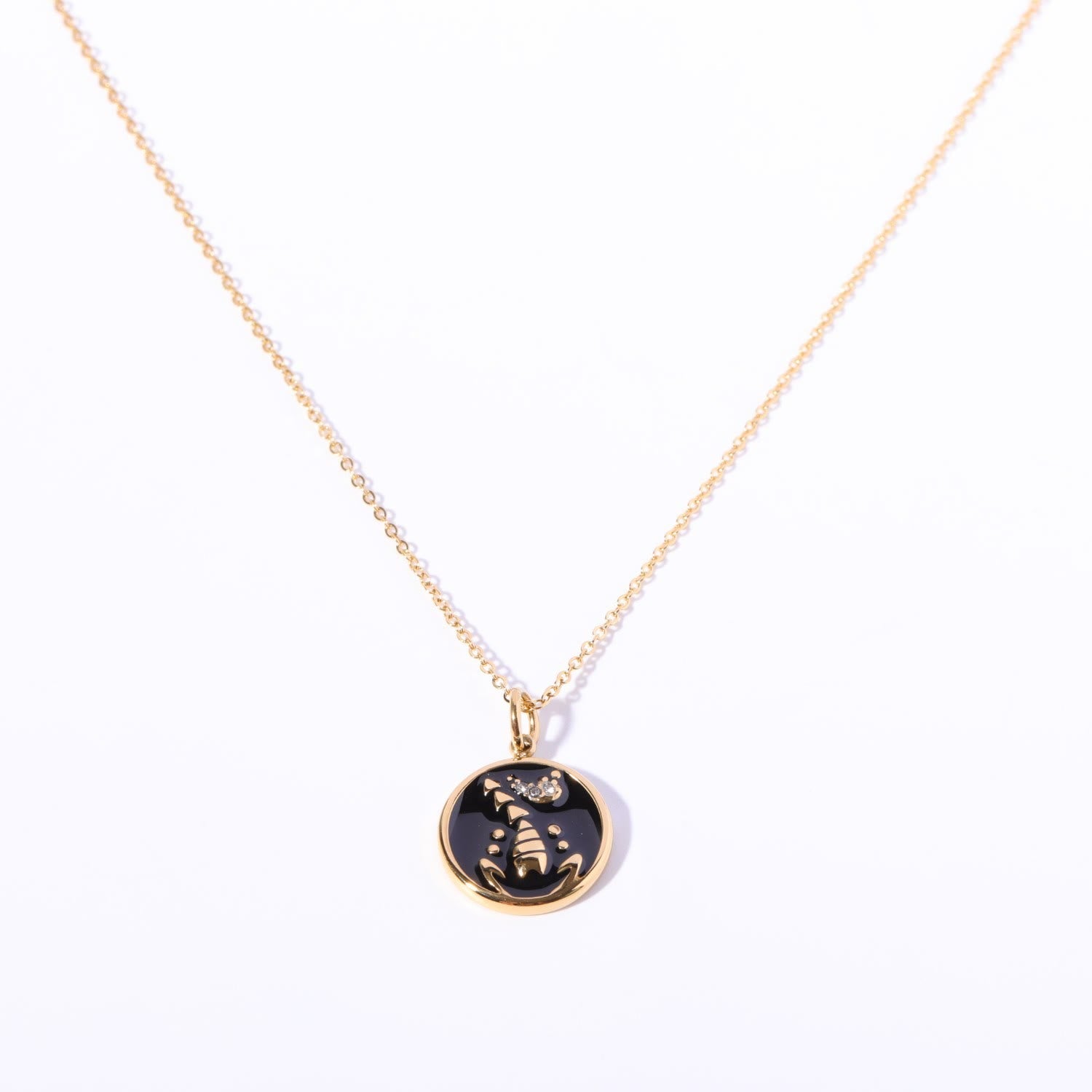 Olivenorma White Zircon Vintage Zodiac Stainless Steel 18k Necklace