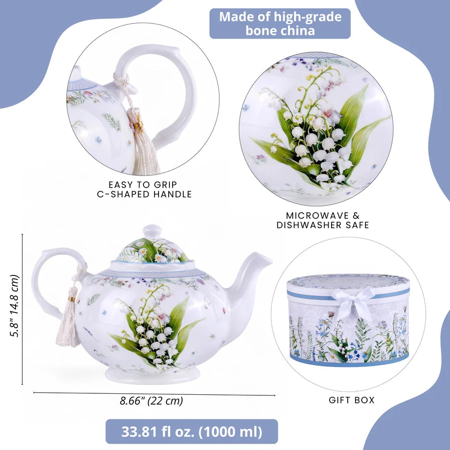 Lily of the Valley Fine China Teapot