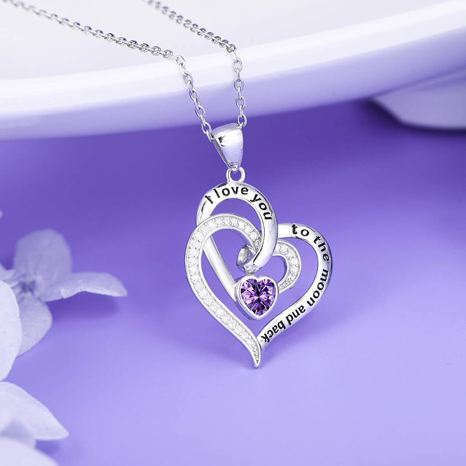 Olivenorma Hearts and Hearts Birthstone Gift Card Necklace
