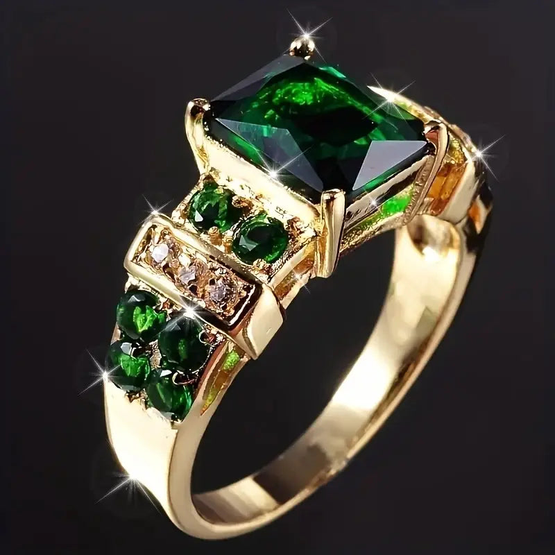 Green Golden Crystal Ring